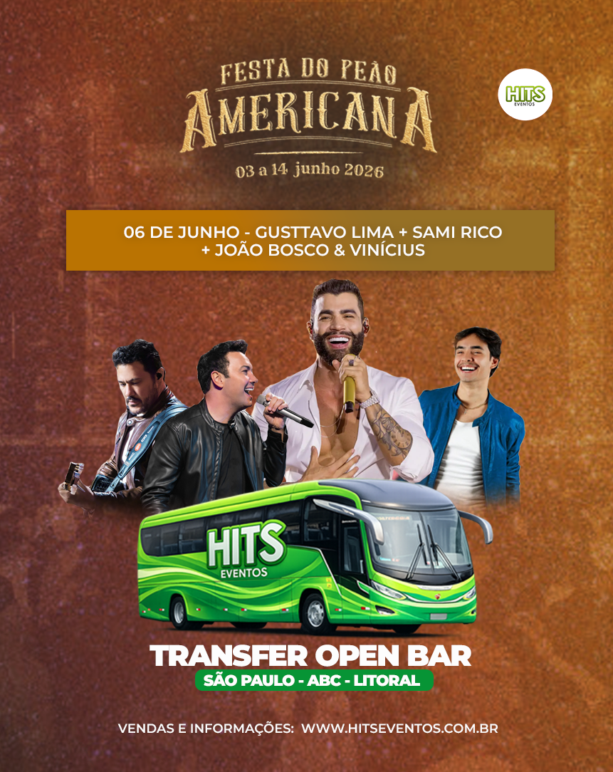 RODEIO DE AMERICANA (06/06) - TRANSFER OPEN BAR - SAÍDA LITORAL
