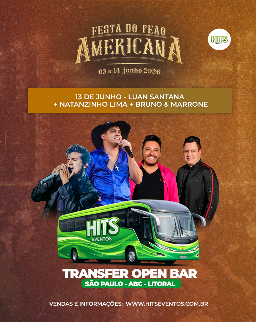 RODEIO DE AMERICANA (13/06) - TRANSFER OPEN BAR - SAÍDA LITORAL